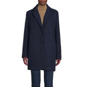 Tommy Hilfiger Notch Lapel Overcoat in Navy